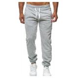 Hidyliu Mens Drawstring Running Joggers Elastic Waist Sweats Pants Cuffed Bottom Workout Sweatpants with Pockets