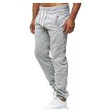 Hidyliu Mens Drawstring Running Joggers Elastic Waist Sweats Pants Cuffed Bottom Workout Sweatpants with Pockets