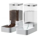 Gravity Pet Feeder and Water Dispenser Set, Automatic Dog Feeder and Dog Water Dispenser for Dogs Cats Pets Animals Large Capacity(3.8L)