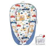 Baby Lounger - Baby Lounger for Newborn 0-24 Months, Breathable Pure Cotton Baby Nest Lounger Cover, Baby Registry Newborn Essentials Gifts, Portable Floor Tummy Time Lounger for Home & Travel