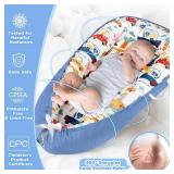Baby Lounger - Baby Lounger for Newborn 0-24 Months, Breathable Pure Cotton Baby Nest Lounger Cover, Baby Registry Newborn Essentials Gifts, Portable Floor Tummy Time Lounger for Home & Travel