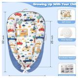 Baby Lounger - Baby Lounger for Newborn 0-24 Months, Breathable Pure Cotton Baby Nest Lounger Cover, Baby Registry Newborn Essentials Gifts, Portable Floor Tummy Time Lounger for Home & Travel