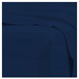 Luxury 1 Piece Fitted Sheet 100% Egyptian Cotton 1000 Thread Count - Twin Size - 18" Inch Deep Pocket, Pure Natural Cotton Sheet, Soft & Silky Sateen Weave - Navy Blue Solid