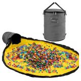 Toy Storage Organizer & Play Mat - Foldable Bin Toys Box Holds Rooms, Building Bricks Toy Storage Basket, Foldable Fabric Bag for Nursery (pink)