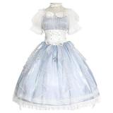 Elegant Fairy Princess Lolita Dress Puff Sleeve Chiffon Sparkle Corset Dress for Women Girls Cosplay Costume XL