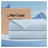 Cooling Comforter Oversized King for Hot Sleepers, 108"x90" Summer Cooling Blanket for Night Sweats, Silk Soft Lightweight Breathable All-Season Blue Cooling Quilt Blanket