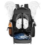 Himal Outdoors Lacrosse Bag with Helmet Storage- Premium Lacrosse Backpack with Two Stick Holder- Extra Large Separate Shoe Compartment-Zipper Pocket & Towel Ring and Padded Shoulder Straps