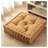 Getmo Resin Floor Pillow,Large Floor Cushion,Meditation Pillow,Square Floor Pillows Seating for Adults,Chenille Thick Meditation Cushion for Yoga Living Room Balcony Outdoor Tatami,20x20 Inch,Brown2