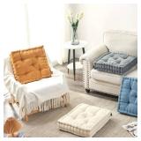 Getmo Resin Floor Pillow,Large Floor Cushion,Meditation Pillow,Square Floor Pillows Seating for Adults,Chenille Thick Meditation Cushion for Yoga Living Room Balcony Outdoor Tatami,20x20 Inch,Brown2