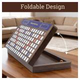 Wooden Folding Crossword Board Game   Word Game Set with 100 Letter Tiles, Sand Timer, Pencil, Racks & Bag   Portable Wooden Game for Adults & Family