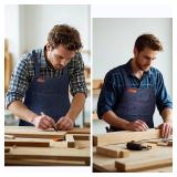 Makerfire Denim Apron with 4 Pockets, Chef Cooking BBQ Apron for Men/Women, Canvas Lightweight Baking/Shop/Bartender/Grilling Apron for Woodworking, Chef, Hairstylist, Kitchen (Blue)