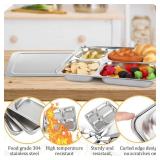 3 Pack Stainless Steel Snack Containers with Lids,4 Compartments Stainless Steel Bento Box with Sauce Container Metal Lunch Box for Adults Divided Food Storage Container for Home Travel