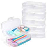 Sooez 6 Pack Double Layer Pencil Box, Plastic Pencil Case Holder with Latch, Clear Crayon Box Marker Organizer, Large Craft Storage Boxes, Stackable Storage Containers for Art School Supplies