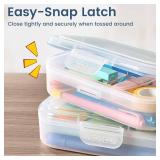 Sooez 6 Pack Double Layer Pencil Box, Plastic Pencil Case Holder with Latch, Clear Crayon Box Marker Organizer, Large Craft Storage Boxes, Stackable Storage Containers for Art School Supplies