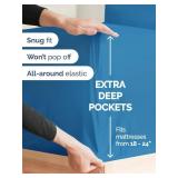 Extra Deep Twin XL Sheet Set - 4 Piece Breathable and Cooling Sheets - Hotel Luxury Bed Sheets Set - Easy Fit - Soft, Wrinkle Free and Comfy Sheets Set - Denim Blue Sheet Set with Extra Deep Pockets