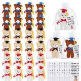 HyDren 36 Sets Mini Plush Bear Set 5.5 Inch Small Plush Stuffed Bear with Cap Gift Card Organza Bags for Graduation Party Favors DIY Keychain