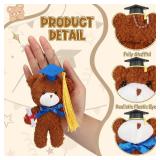 HyDren 36 Sets Mini Plush Bear Set 5.5 Inch Small Plush Stuffed Bear with Cap Gift Card Organza Bags for Graduation Party Favors DIY Keychain