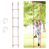Rope Ladder for Kids, Wooden Climbing Rope Ladder with Two Hooks, Hanging Swing Set Accessories for Outdoor and Indoor Kids Climbing Game, Playground Accessories