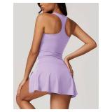 ABOCIW 2 Piece Tennis Dresses for Women Side Slit Mini Skirt Set Racerback Workout Crop Tank Top Golf Outfits