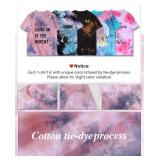 Tie Dye Shirt Women - Novelty Tie Dye Cotton T Shirt with Design Short Sleeve Round Neck TL Word Casual Trendy Graphic Tee Fashion Loose Hippie Tee Tops for Girls Mens Boys, XX-Large