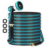 Garden Hose 50FT, No Kink, Leak-Resistant,Lightweight 3-Layer PVC Flexible Garden Hose, High-Pressure with Meatl Fittings, Durable for Outdoor, Gardening