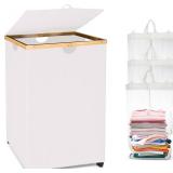160L Laundry Basket with Wheels and Lid, Large Rolling Laundry Hamper with 3 Section, Collapsible Laundry Basket Organizer with 3 Removable Laundry Bags, Dirty Clothes Hamper for Bedroom, Laundry Room