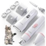 Cat Clippers for Matted Hair, Quiet Cat Shaver for Long Hair, Cordless Cat Hair Trimmer for Grooming, Cat Paw Trimmer Nail Grinder,Pet Shaver Cat Grooming Kit for Cats Small Dogs Animals(White)