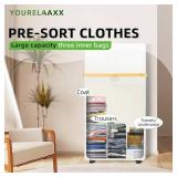 160L Laundry Basket with Wheels and Lid, Large Rolling Laundry Hamper with 3 Section, Collapsible Laundry Basket Organizer with 3 Removable Laundry Bags, Dirty Clothes Hamper for Bedroom, Laundry Room