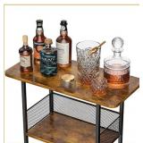 Floor Standing Freestanding Whiskey Rack: 3 Tier Wine Rack Mini Bar Table Corner Wine Bottle Display Stand Liquor Cabinet Bar, for Bottles,Cocktail Shaker,Mugs