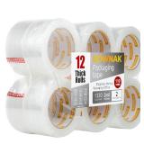 Clear Packing Tape 12 Rolls - Heavy Duty Packaging Tape 2.0mil Thick, 2.0 in. Wide x 110 Yards - Strong Adhesive, Silent, Reliable Package Tape for Home Office Shipping Moving Sealing