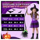 Kids Witch Costume for Girls, Halloween Costumes Dress Up Role Play Set