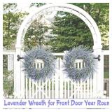 Winter Spring Summer Wreath Lavender Purple Wreath for Front Door, 22Inch Artificial All Seasons Lavender Wreaths for Indoor Outdoor Wall Window Porch Rustic Home Farmhouse Decorations
