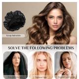 Silk Bonnet for Sleeping Women, Flaviao Satin Silk Hair Bonnet for Sleeping with Elastic Tie Band for Women Curly Straight Hair Night Cap Adjustable Sleep Cap Hair Bonnet