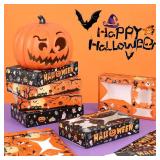 24 Piece Halloween Movie Night Snack Trays & Boxes - Halloween Party Supplies Snack Trays Popcorn Candy Holder Snack Boxes Cardboard Holder Food Trays for Trick or Treat Movie Party