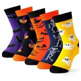 Moyel 5 Pairs Halloween Socks Kids Funny Halloween Gifts for Boys Girls Cute Boo Basket Stuffers for Kids Fun Party Favors