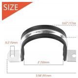 12PCS 2 Inch Cable Clamps, 2 Holes U Bracket Rubber Cushioned Insulated Clamp, Sturdy Clamp Conduits Strap Clamps for Pipe Fixing on Various Surfaces