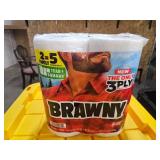 Brawny Tear-A-Square 3-Ply Paper Towels, 2 Double Rolls = 5 Regular Rolls, Strong, Absorbent, and Durable with 3 Sheet Sizes (Quarter, Half, Full)