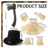 Soulchen 4 Pcs Halloween Couple Costume Set Horror Movie Costume Women and Scarecrow Costume Include 2 Bow Hair Tie Bloody Axe Scarecrow Straw Dress Kit Black Hat for Adult Halloween Party Accesories.