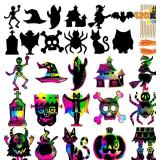 JOYIN 36 Pcs Halloween Rainbow Scratch Paper Art Crafts for Kid, Halloween Party Favors, Scratch Off Cards with 18 Designs for Party Supplies, Classroom Activities Game Goodies Gifts (Age 3+)