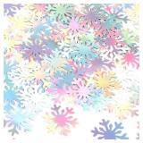 Snowflake Snow-Iridescent Party-Decorations Frozen Paper-Confetti - 100pcs Glitter Christmas Holographic Table Confetti,Winter Wonderland Birthday Supplies New Year Baby Shower Decor Lasting Surprise