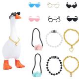 6 Set 7inch Desk Goose Outfits Mini Desk Goose Clothes Chain Collar and Sunglasses Funny Desktop Goose Accessories Decor Costume for Magnetic Desk Geese Statue