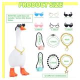 6 Set 7inch Desk Goose Outfits Mini Desk Goose Clothes Chain Collar and Sunglasses Funny Desktop Goose Accessories Decor Costume for Magnetic Desk Geese Statue