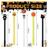 Censen 48 Pcs Halloween Pens Bulk 0.5 mm Cute Cartoon Pumpkin Ghost Cat Heads Shape Gel Ink Pens Fun Halloween Party Favors for School Class Birthday Office Supplies
