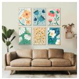 Baipisan 6 Packs Paint by Number for Adults Beginners,Flower Market Painting by Number Kits on Canvas Without Frame,Lanscape Craft Arts for Home Wall Decor