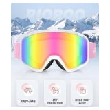Ski/Snowboard Goggles for Men Women, OTG Snow Goggles Anti Fog 100% UV Protection Snowboarding Goggles