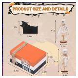 Halloween Decorations Indoor, 1 Set of Happy Spooky Season Wood Faux Books Stack,2 Primitive Halloween Ghosts on Wood Stand & 1 Black Cat Centerpiece for Tiered Tray Table Shelf Decor