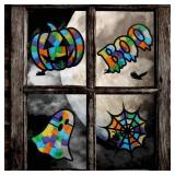 Tinlade 24 Pack Halloween DIY Suncatcher Paper Crafts Stained Glass Effect Paper Suncatchers, 600 Tissue Papers, Window Art Arts and Crafts for Thanksgiving Halloween Party Favors