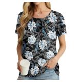 PrinStory Womens Short Sleeve Tops Summer Fashion Irregular Neck Knitted Tunic Tops Casual Loose Pullover Shirts Size S Wine Red