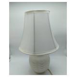 White Milk Glass Table Lamp with Draped Pattern