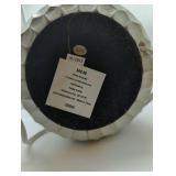 Carved White Table Lamp with Linen Shade